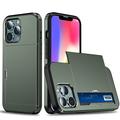 iPhone 13 Pro Hybridskal med Skjutkortplats - Arme Grön