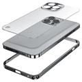 iPhone 13 Pro Max Metall Bumper med Baksida i Härdat Glas - Svart