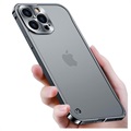 iPhone 13 Pro Max Metall Bumper med Baksida i Härdat Glas - Svart