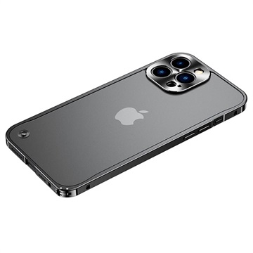 iPhone 13 Pro Metall Bumper med Baksida i Härdat Glas - Svart