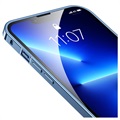 iPhone 13 Pro Metall Bumper med Baksida i Härdat Glas - Blå