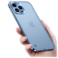iPhone 13 Pro Metall Bumper med Baksida i Härdat Glas - Blå