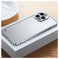 iPhone 13 Pro Metall Bumper med Baksida i Härdat Glas - Silver