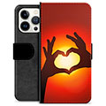 iPhone 13 Pro Premium Plånboksfodral - Hjärtsiluett