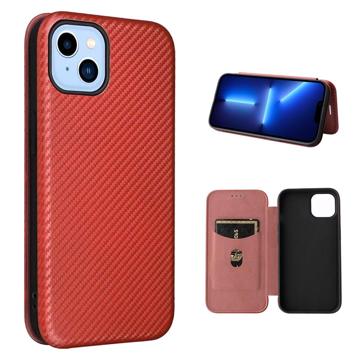iPhone 14 Max Flipfodral - Kolfiber - Brun