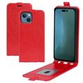 iPhone 14 Max Vertikalt Flipfodral med Korthållare - Röd