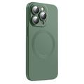 iPhone 14 Pro skal i flytande silikon med skydd för kameralinsen - kompatibel med Magsafe - grön