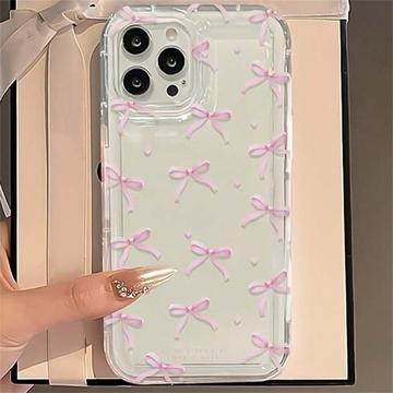 iPhone 14 Pro Max TPU-skal med rosett - Rosa / Klar