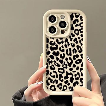 iPhone 14 Pro Max TPU-Skal med leopardtryck - Vit