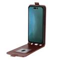 iPhone 14 Pro Max Vertikalt Flipfodral med Korthållare - Brun