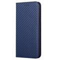 iPhone 14 Pro Plånboksfodral - Kolfiber - Blå