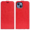 iPhone 14 Vertikalt Flip Fodral med Korthållare - Röd