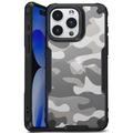 iPhone 15 Stöttåligt Hybridskal - Kamouflage - Svart