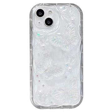 iPhone 15 TPU-skal med fjäril och pärla - Transparent