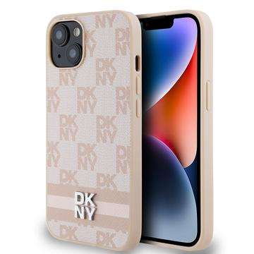 iPhone 15 DKNY Checkered Pattern and Stripe Skal - Rosa