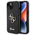 iPhone 15 Guess Fixed Glitter 4G Metal Logo Skal - Svart