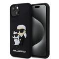 iPhone 15 Karl Lagerfeld 3D-gummifodral Karl & Choupette NFT - svart