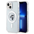 iPhone 15 Karl Lagerfeld IML Glitter Karl & Choupette MagSafe Skal - Klar