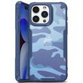 iPhone 15 Plus Stöttåligt Hybridskal - Kamouflage - Blå