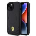 iPhone 15 Plus Ferrari Carbon Metal Logo Mag Fodral - Svart