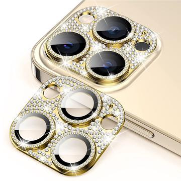 iPhone 15 Pro/15 Pro Max Hat Prince Glitter Kameralinsskydd - Guld