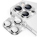 iPhone 15 Pro/15 Pro Max Hat Prince Glitter Kameralinsskydd - Silver