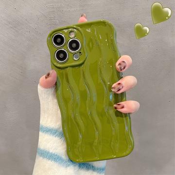 iPhone 15 Pro 3D Linjärt Vågigt Skal - Grön