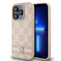 iPhone 15 Pro DKNY Rutigt Mönster och Rand Skal - Rosa