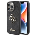 iPhone 15 Pro Guess Fixed Glitter 4G Metal Logo Skal - Svart