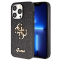 iPhone 15 Pro Max Guess Fixed Glitter 4G Metal Logo Skal - Svart
