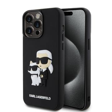 iPhone 15 Pro Max Karl Lagerfeld 3D-gummi Karl & Choupette NFT-fodral - Svart