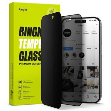 iPhone 15 Pro Ringke TG Privacy skärmskydd i härdat glas - svart kant