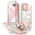 iPhone 15 Supcase Cosmo Mag hybridfodral - rosa marmor
