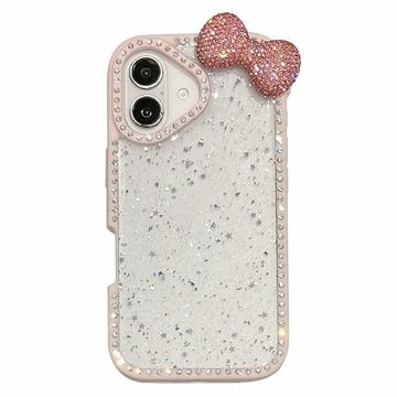 iPhone 16 Rosett- och Strass-epoxi Skal - Rosa