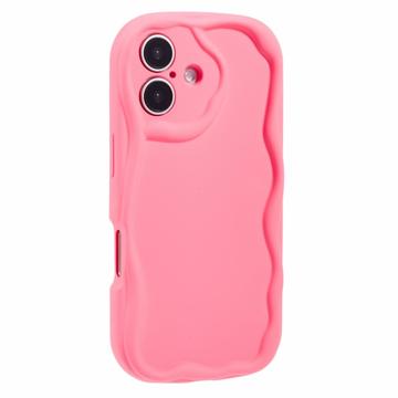 iPhone 16 Candy Color Wavy TPU-Skal - Varmrosa