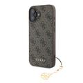 iPhone 16 Guess 4G Charms Collection Hybrid Skal - Brun
