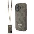 iPhone 16 Guess 4G Strass Triangle Metal Logo Skal med Crossbody-rem