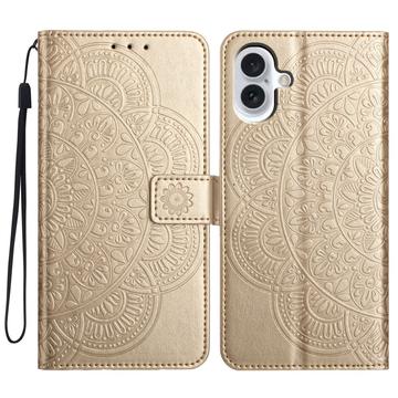 iPhone 16 Mandala Series Plånboksfodral - Guld
