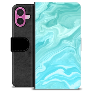 iPhone 16 Plus Premium Plånboksfodral - Blå Marmor