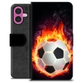 iPhone 16 Plus Premium Plånboksfodral - Fotbollsflamma