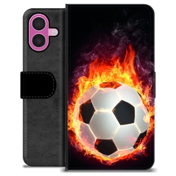 iPhone 16 Plus Premium Plånboksfodral - Fotbollsflamma