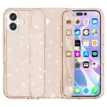 iPhone 16 Plus Stylish Glitter Series Hybrid Skal - Guld