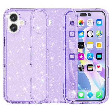 iPhone 16 Plus Stylish Glitter Series Hybrid Skal - Lila