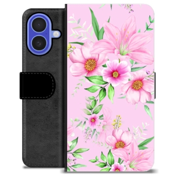iPhone 16 Premium Plånboksfodral - Vattenfärg Blommor