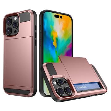 iPhone 16 Pro Hybrid Skal med Glidkortshållare - Roséguld