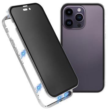 iPhone 16 Pro Max Magnetiskt Skal med Härdat Glas - Privacy - Silver