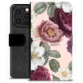 iPhone 16 Pro Premium Plånboksfodral - Romantiska Blommor