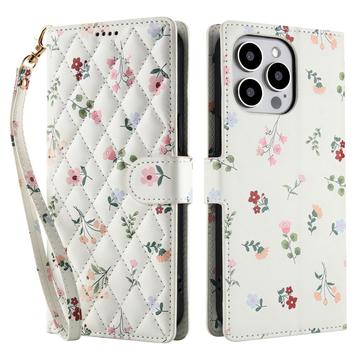 iPhone 16 Pro Rombiskt blommigt plånboksfodral - Rosor