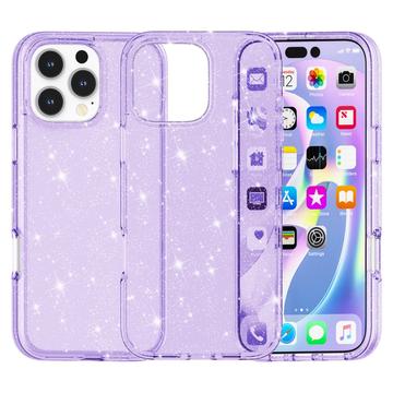 iPhone 16 Pro Stylish Glitter Series Hybrid Skal - Lila