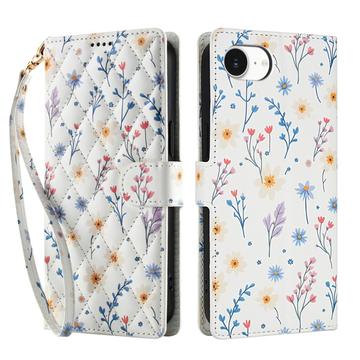 iPhone 16e Rombiskt blommigt plånboksfodral